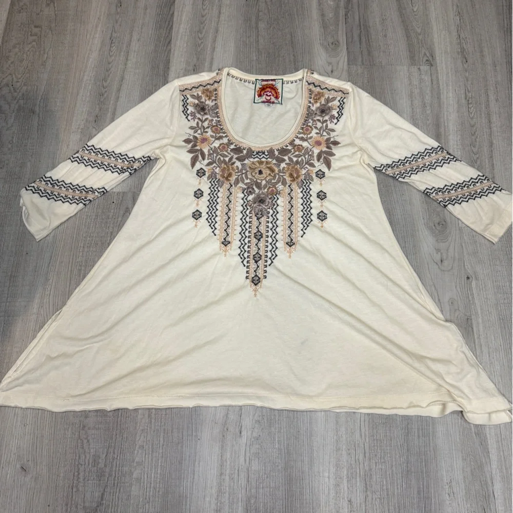Johnny Was Marushka 3/4 Sleeve Trapeze Tee Top Size XS see Measurements Runs Big - Picture 5 of 15